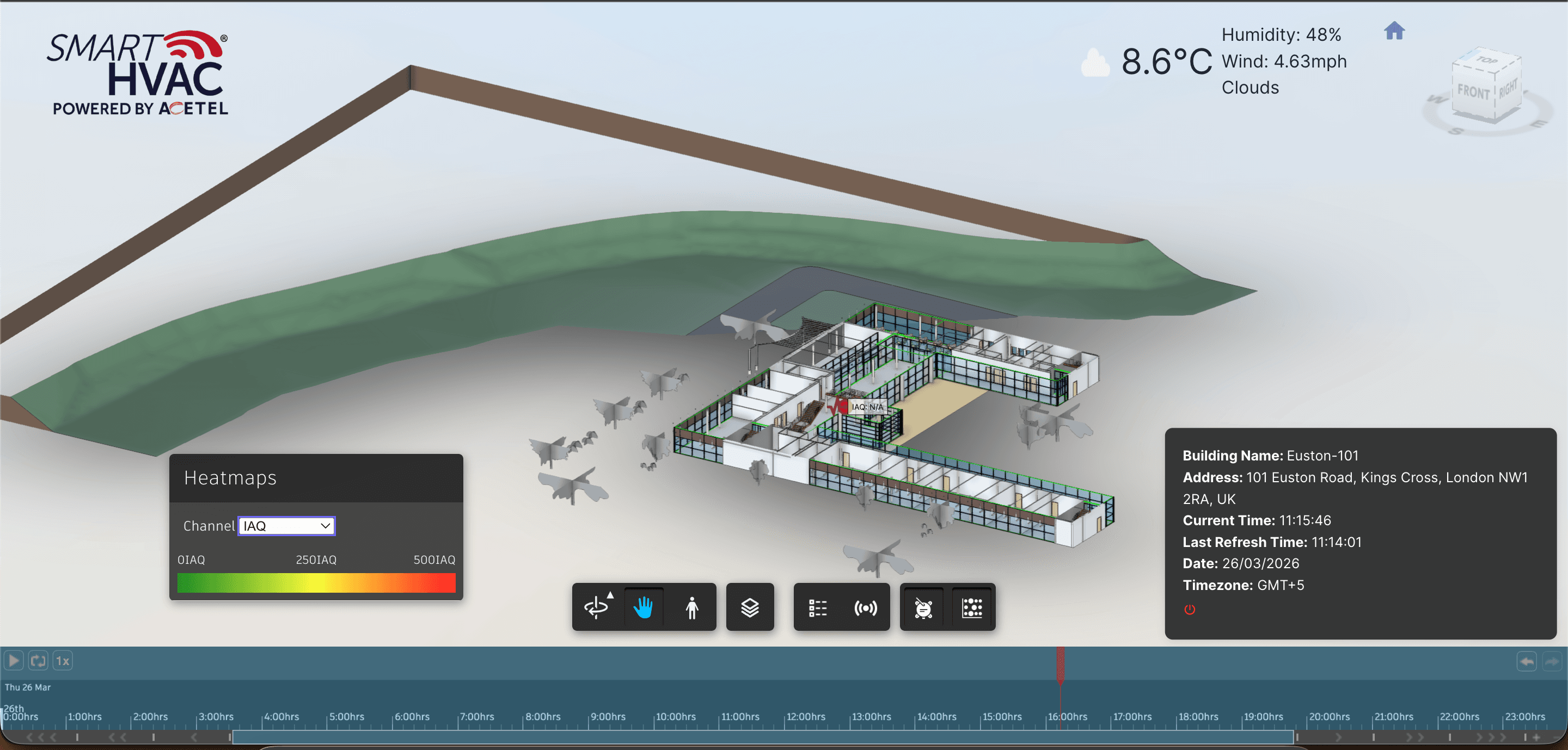 BIM-IOT Panel mit Sensordetails und Echtzeitdaten